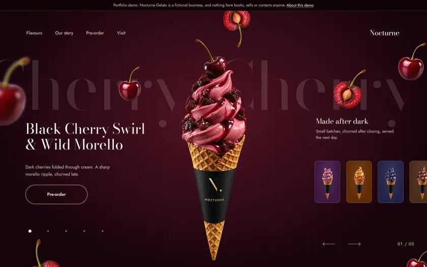 Nocturne Gelato's home page: Black Cherry Swirl.